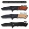 Makerflo Beast Wooden Pocket Knife, Tactical Spring Assisted Steel Blade, Belt Clip, Opener, Rope & Seatbelt Cutter, Glass Breaker for Hunting, Hiking, Self Defence, Gifts for Him, Natural Wood